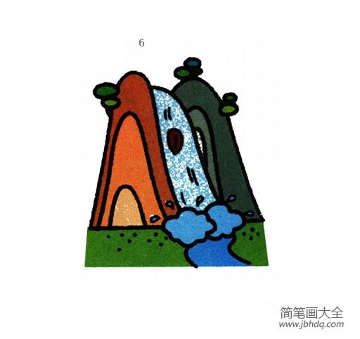 简单的风景绘画 瀑布