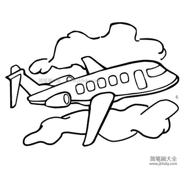 天空中飞机简笔画 儿童简笔画