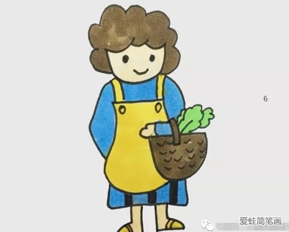 去买菜的妈妈简笔画