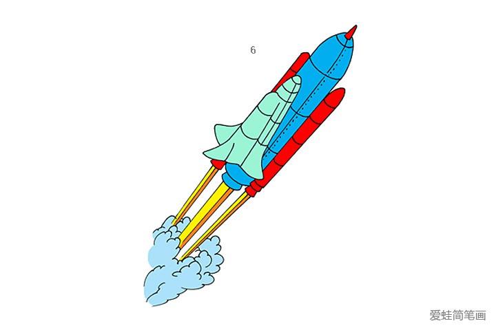 5张火箭简笔画图片「带颜色」