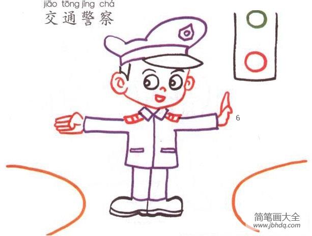 交通警察简笔画画法