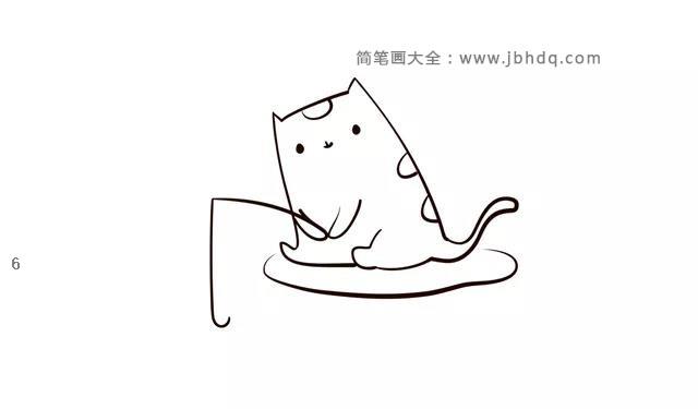 小猫钓鱼简笔画画法