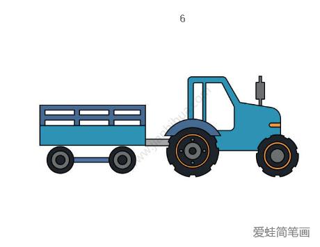 蓝色拖拉机简笔画