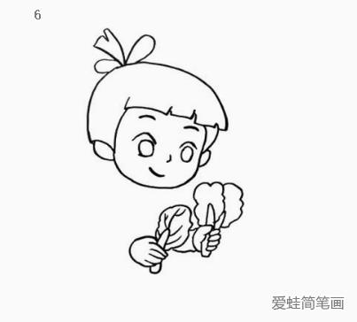 择菜小女孩简笔画