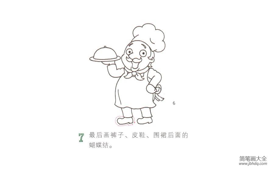 开心的厨师简笔画