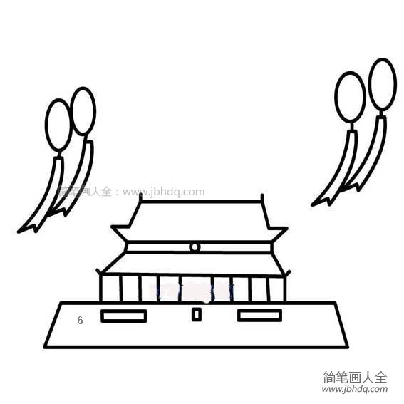 迎接国庆的北京天安门简笔画