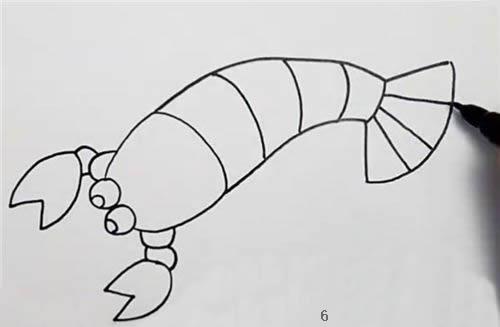 涂色的龙虾简笔画教程